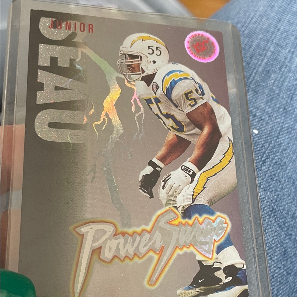 Junior Seau Power Surge Football Card - White & Yellow Uniform
